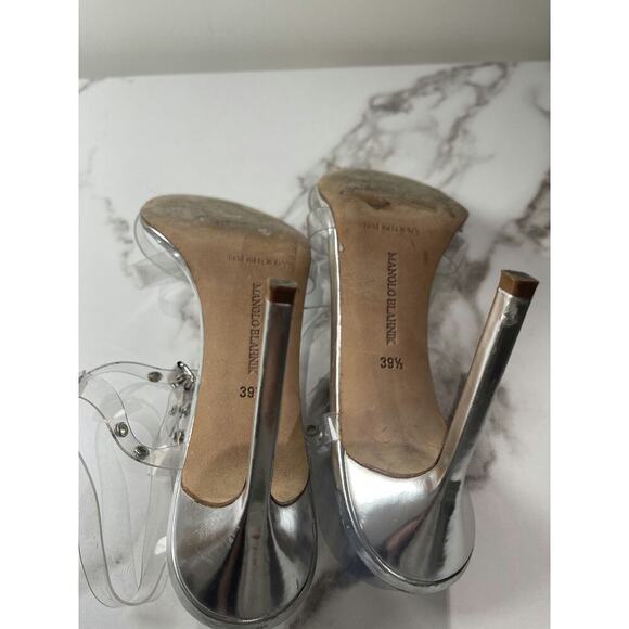 Manolo Blahnik Clear PVC and Silver Metallic Sandals - Picture 3 of 5